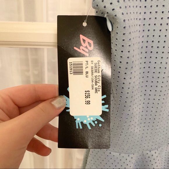 NEW Light Blue Girls Waffle Velvet Dress - Picture 3 of 4